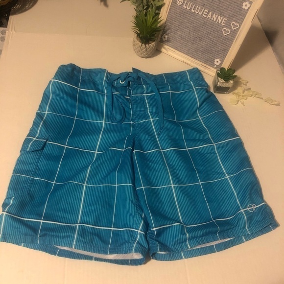Op Aqua Blue Men’s Swim Trunks - Picture 1 of 9